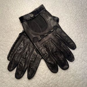 womens black leather driving gloves